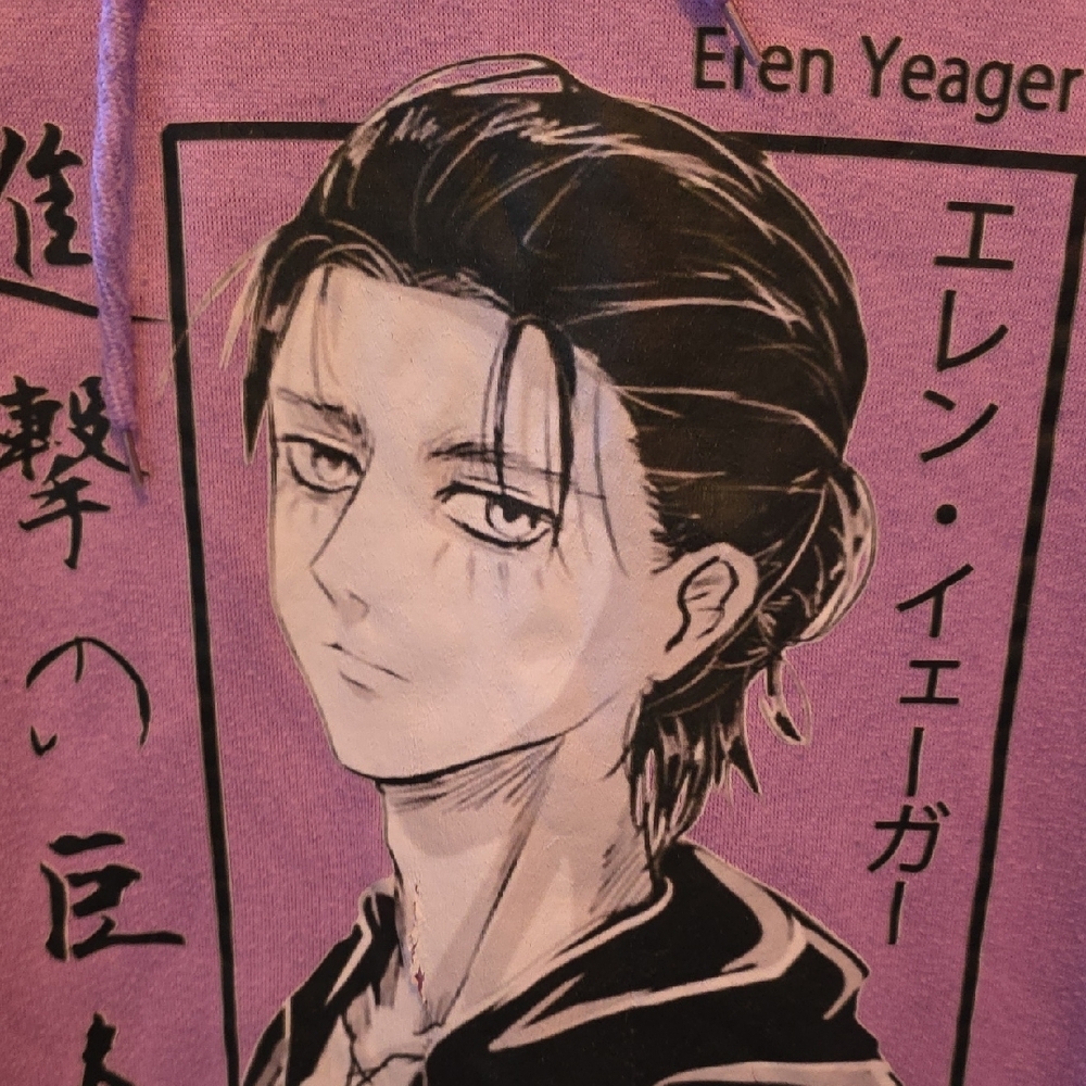 Attack On Titan Eren Yeager Purple Graphic Hoodie - Picture 5 of 5